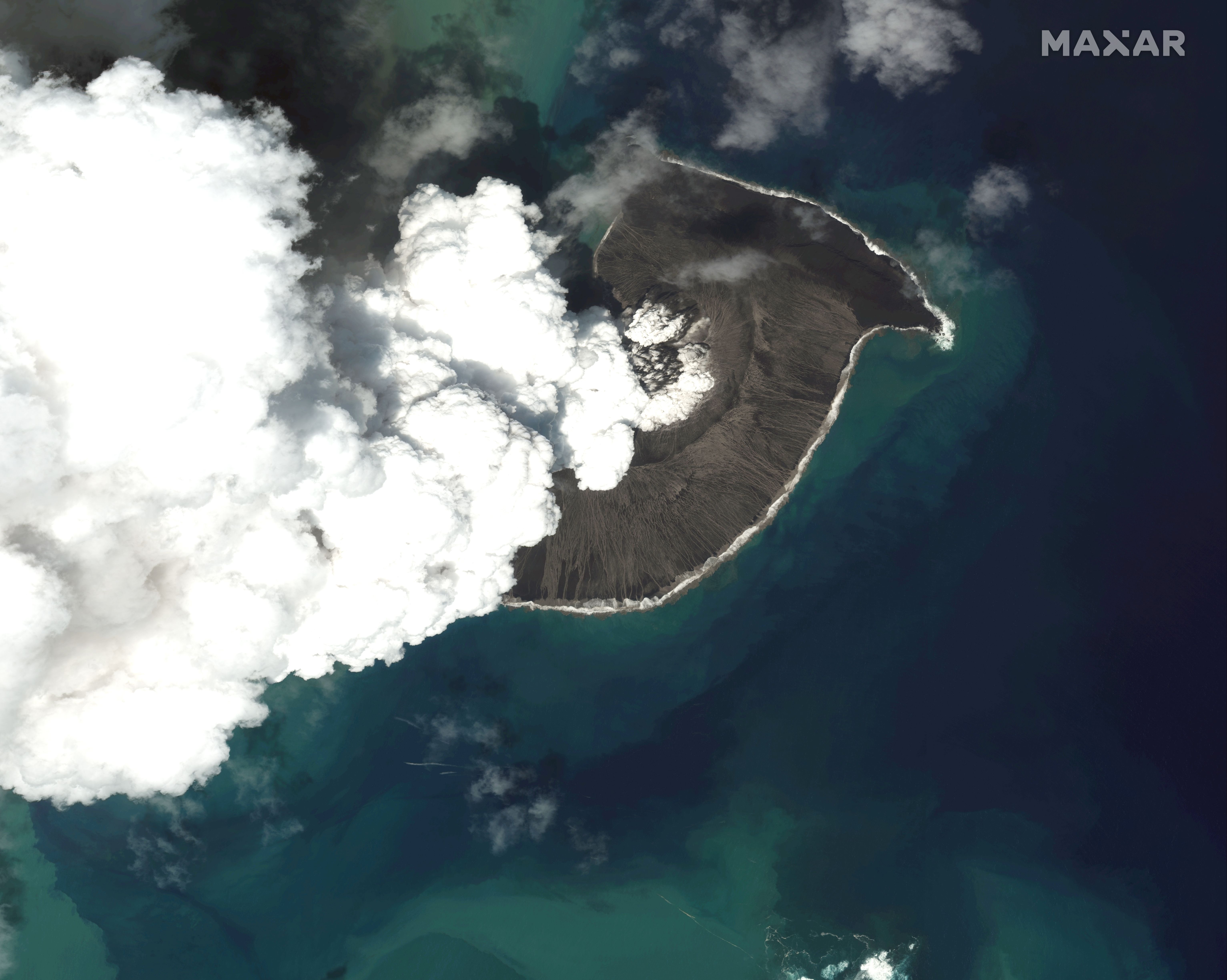 The volcanic eruption on Tonga's island of Hunga Tonga-Hunga Ha'apai.