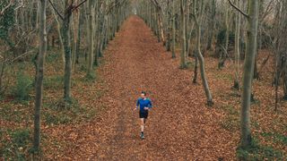runner in a path of leaves