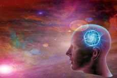 drawing of human surrounded by space