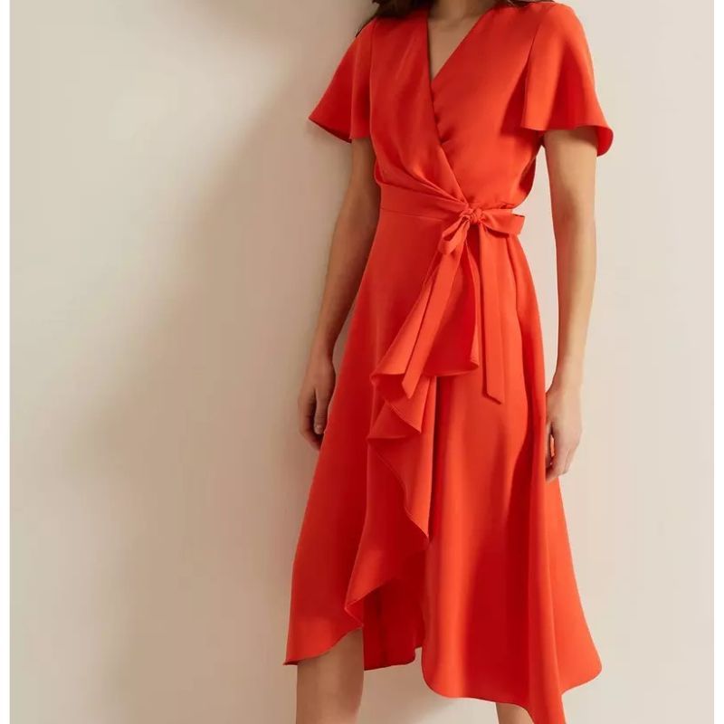 Vestito Midi Ruffle Wrap di Phase Eight