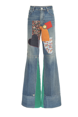 Rigid Patchwork Flared Jeans