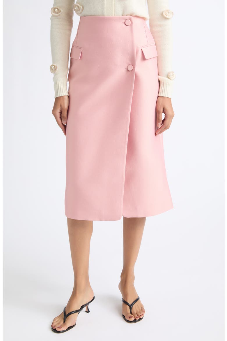 Crepon Pencil Midi Skirt