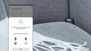 Samsung SmartThings Find tracking Galaxy Buds earbuds.