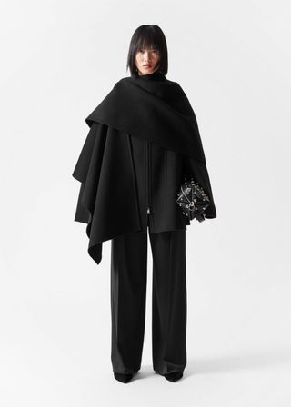 Asymmetric Wool Cape