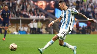 Angel Di Maria scoring for Argentina in the World Cup 2022 final