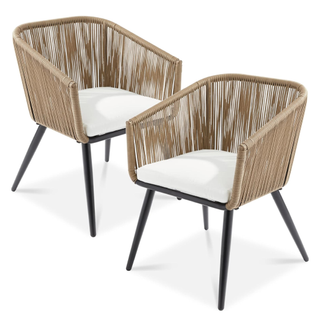 rattan curved back accent chairs