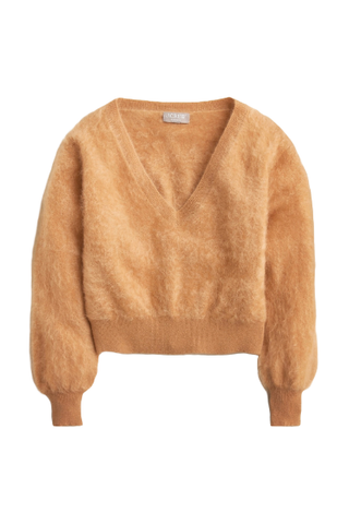 J.Crew Brushed Cashmere Cropped V-Neck Sweater (Was $168) 