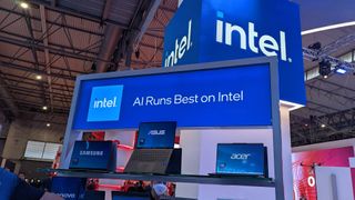 Intel AI PC display at MWC Barcelona 2025