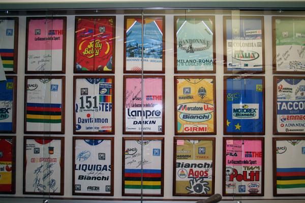 A walk down memory lane at Santini - scores of the sport's champions have worn Santini jerseys.