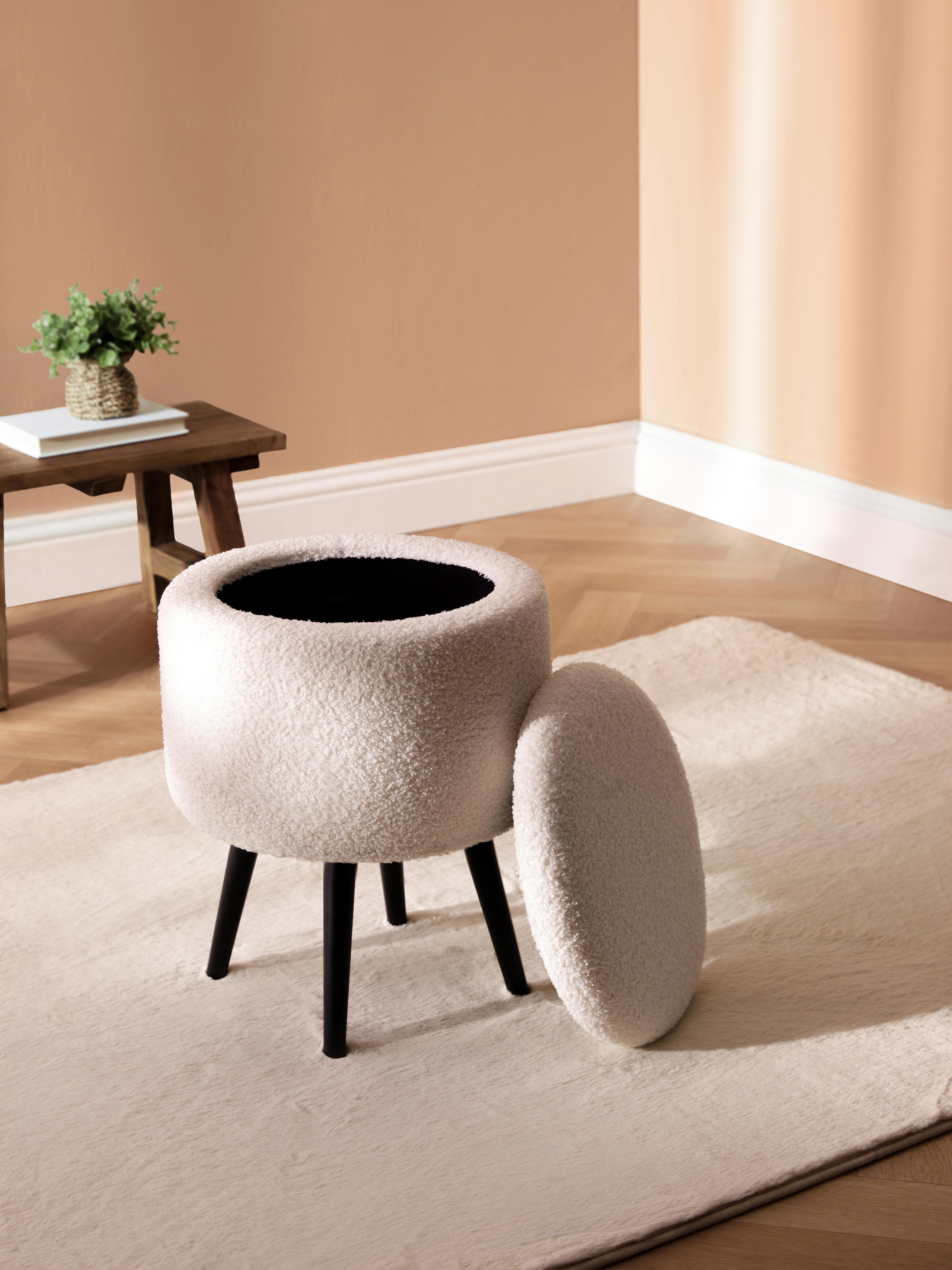 Bouclé Storage Stool