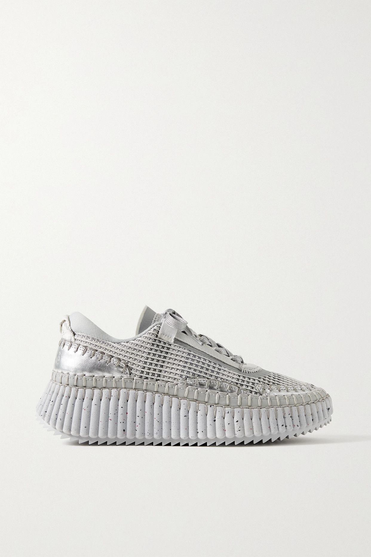 + Net Sustain Nama Embroidered Leather and Recycled-Mesh Sneakers