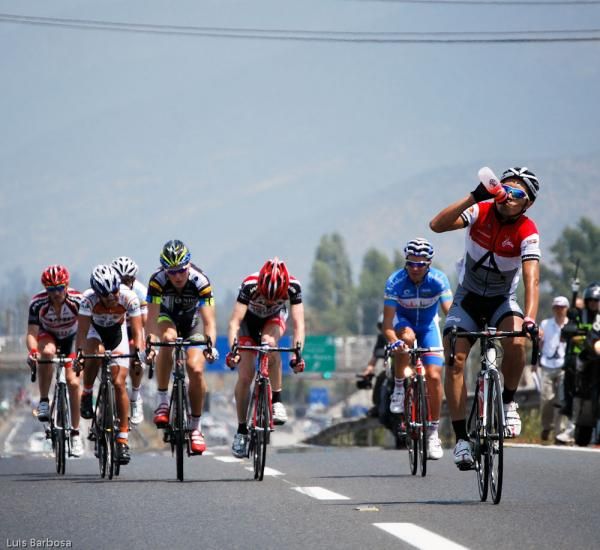 A rider takes a drink during stage 9
