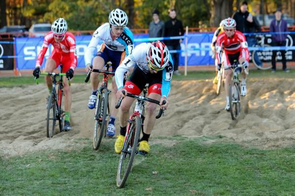 Justin Lindine drives out of the sand.