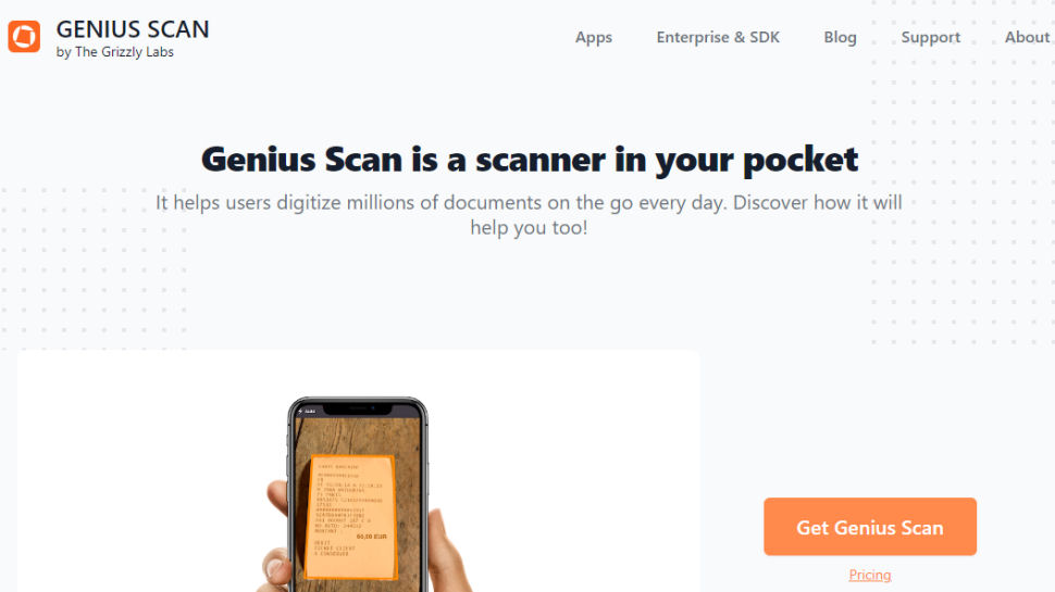 Genius Scan website screenshot.