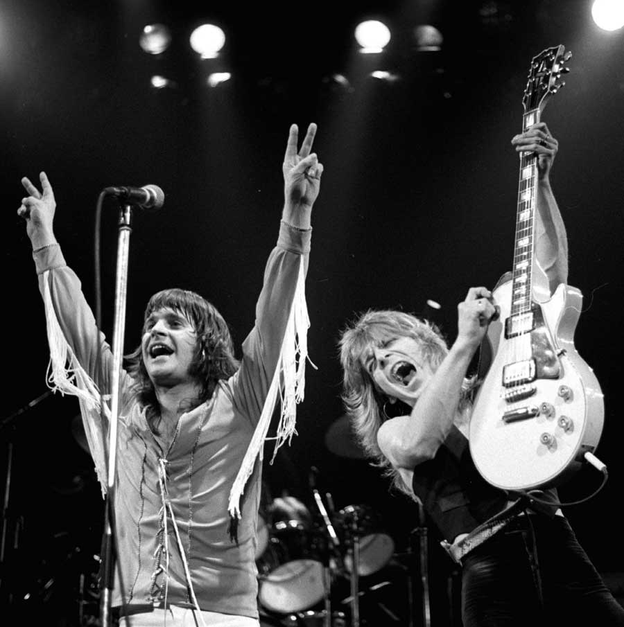 Ozzy Osbourne and Randy Rhoads onstage
