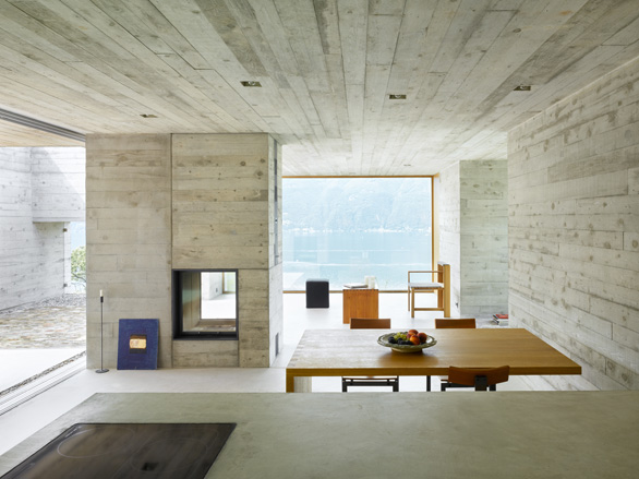 The open plan kitchen and living room