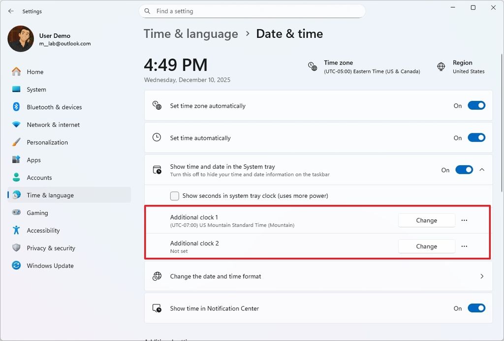 Notification Center show multiple clocks
