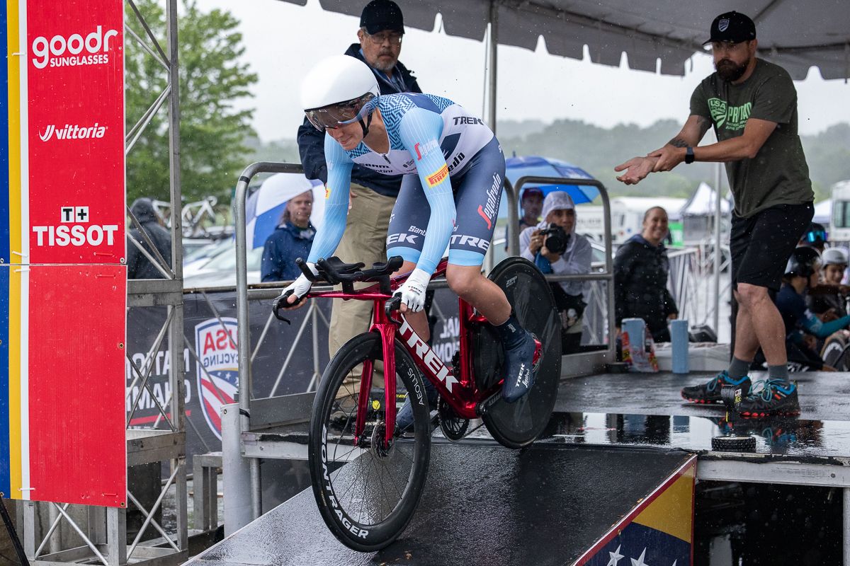 Taylor Knibb had the fastest time in the second wave and took over the hot seat as the 3rd and final wave was on course.