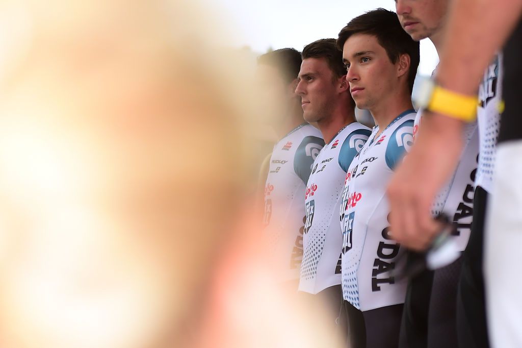 Bjorg Lambrecht during the Tour de Pologne teams presentation