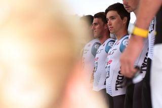 Bjorg Lambrecht during the Tour de Pologne teams presentation