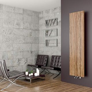 vertical radiator with wooden surface