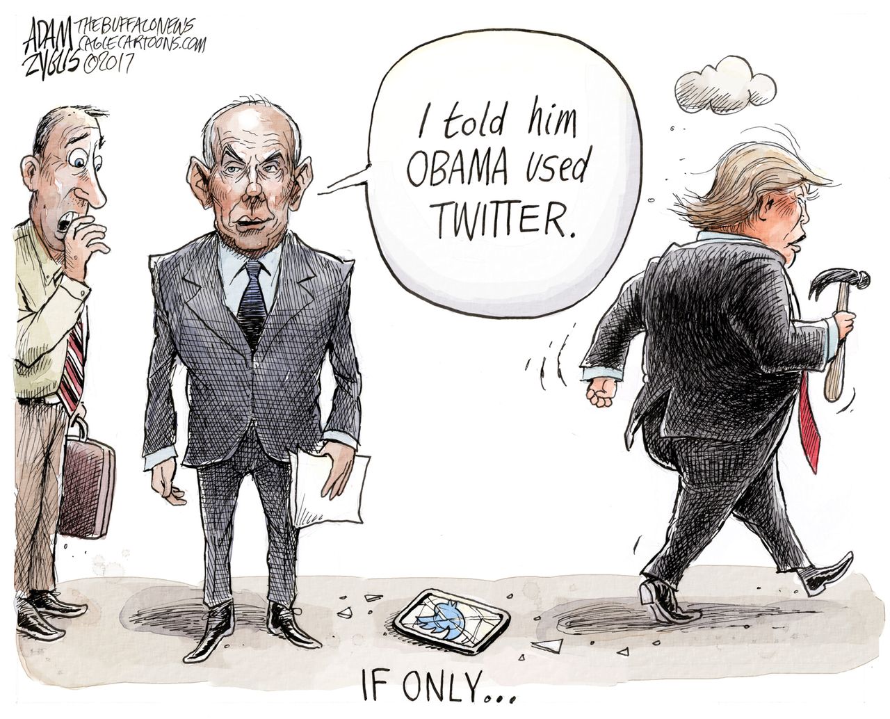 Political cartoon U.S. Trump tweets