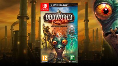 The new box art for the Oddworld Collection with Abe's large face looming in the corner