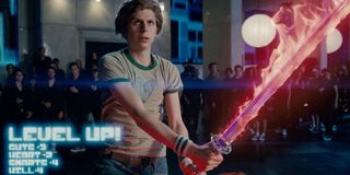 Michael Cera in Scott Pilgrim vs the World flaming sword end scene