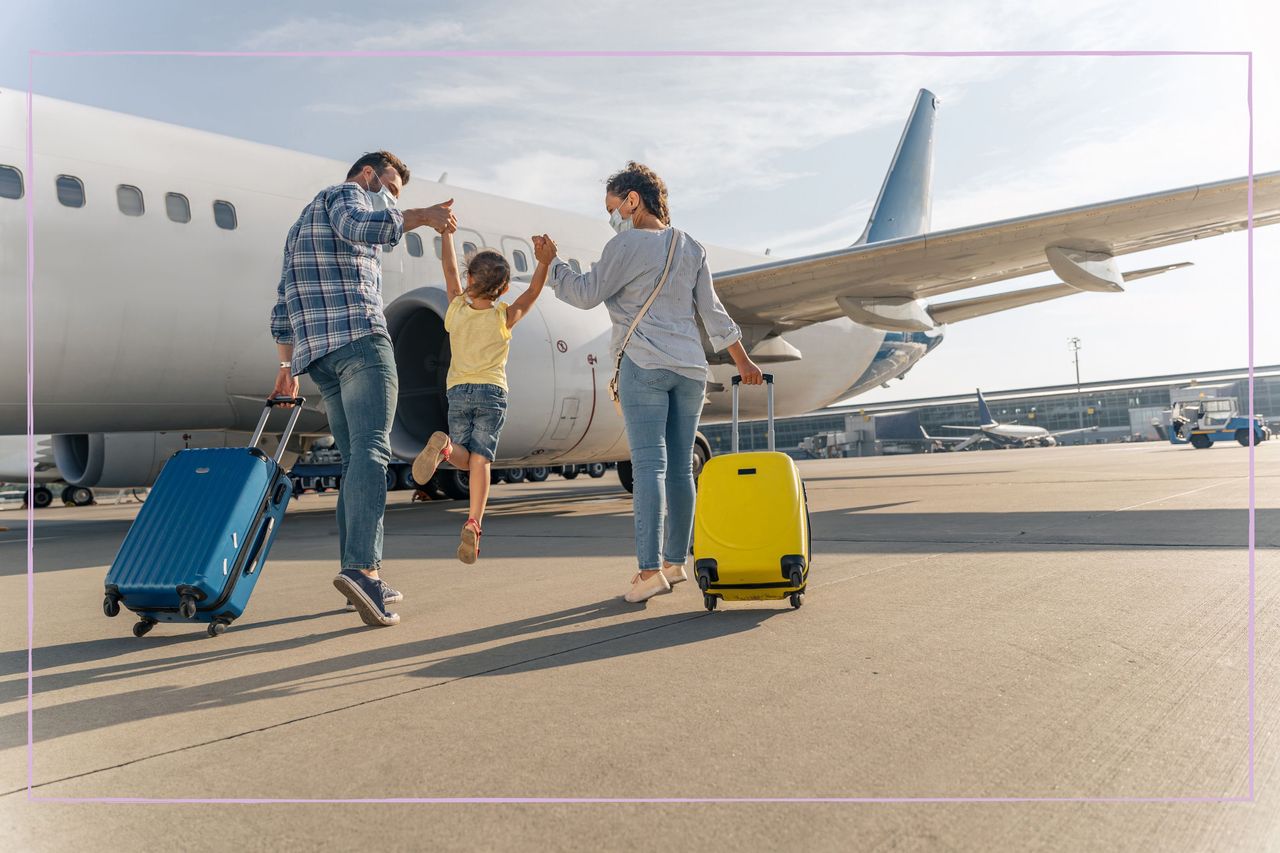 A family boarding a flight