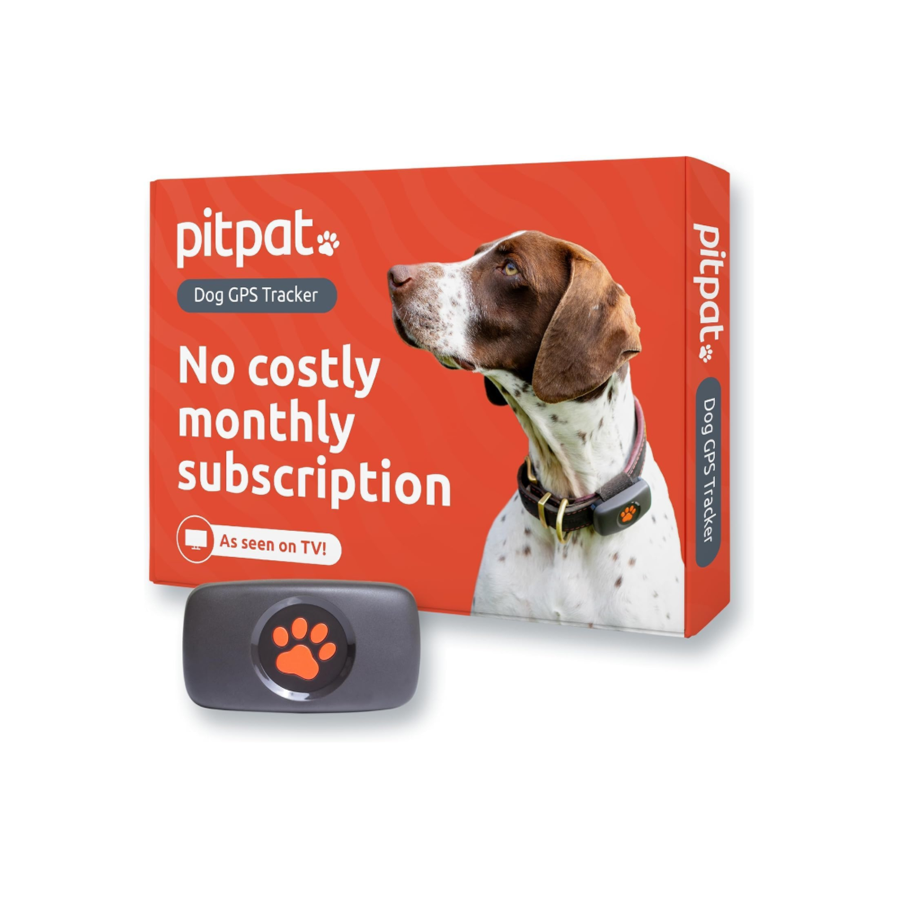 PitPat GPS Tracker for Dogs packaging and tracker, one of the best GPS trackers for pets