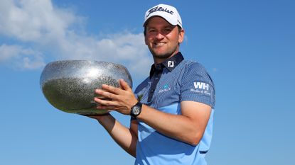 Bernd Wiesberger poses with the trophy after winning the 2021 Made In Himmerland