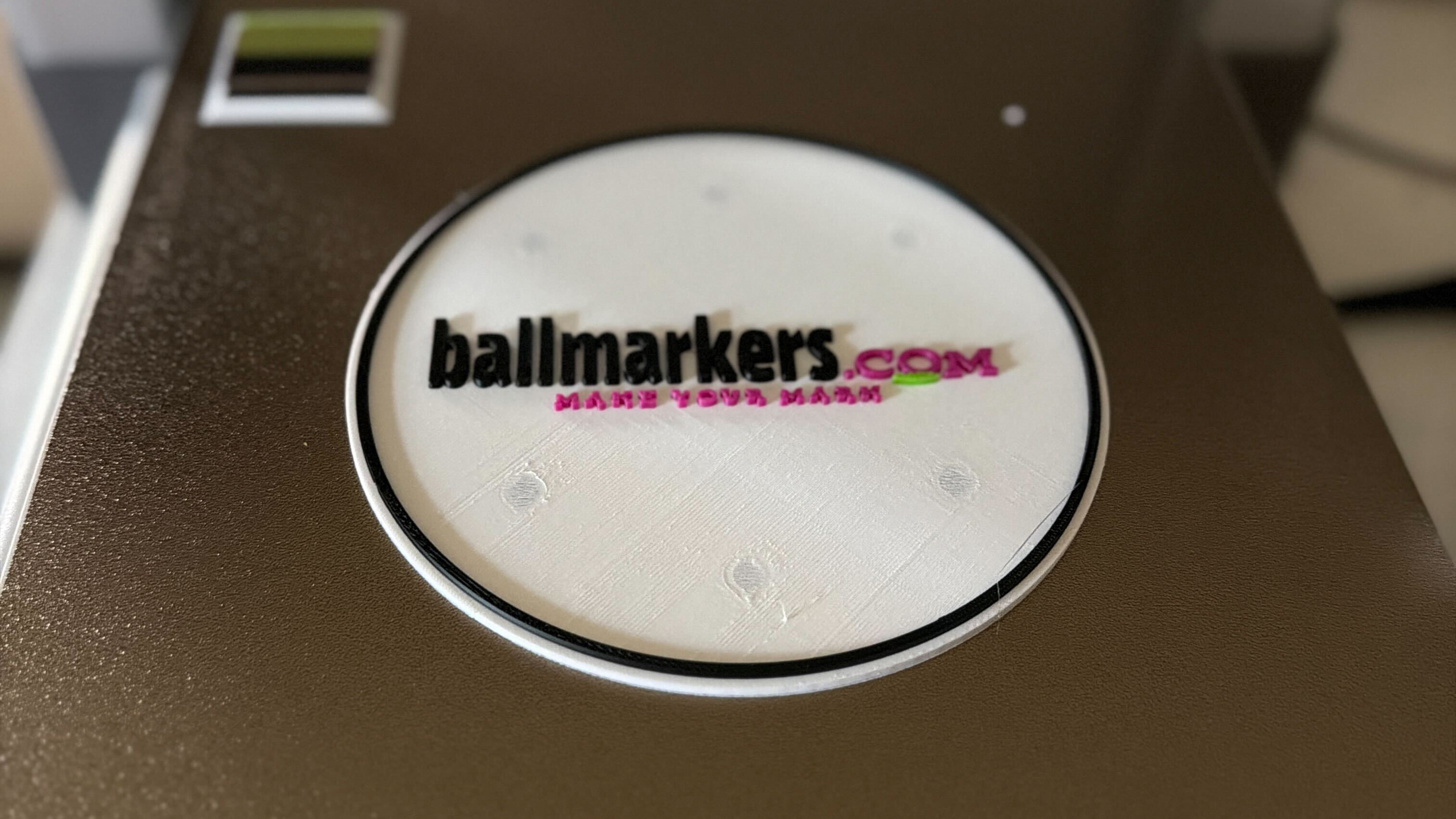 Logo of a website on a 3D printed sign