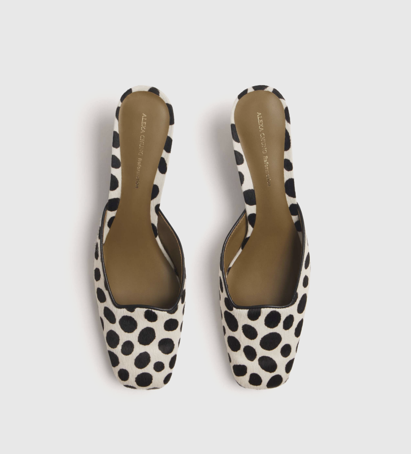 Reformation, Pony Slipper in Dalmatian Haircalf