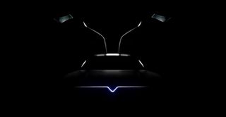 DeLorean EVolved teaser with gullwing door design