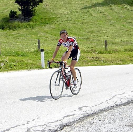 Frank Schleck putting in the miles