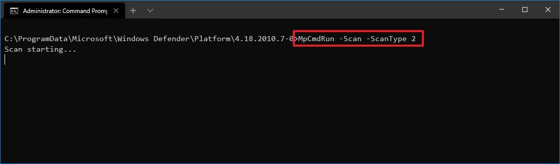 Microsoft Defender full scan command