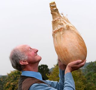 Peter Glazebrook with his world record onion (Alamy)