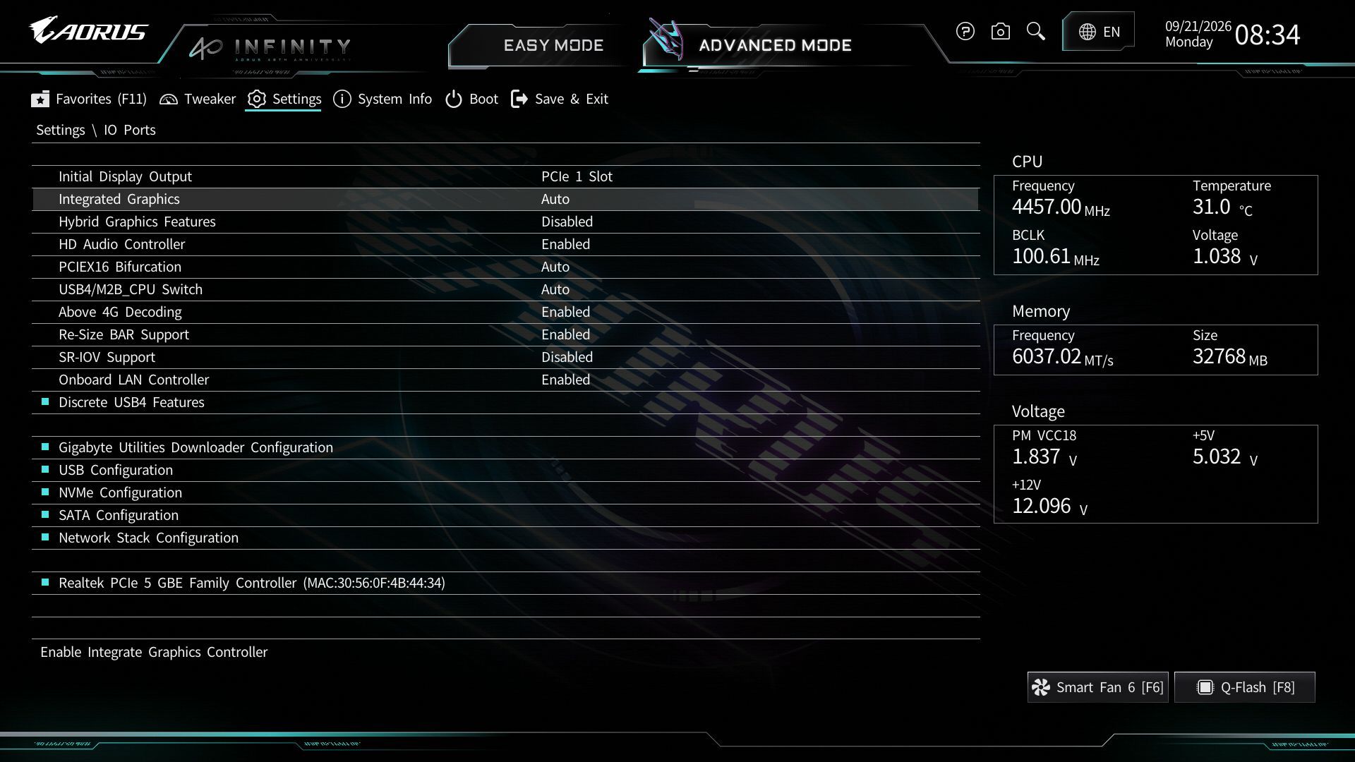 Gigabyte X870 Aorus Infinity - BIOS images