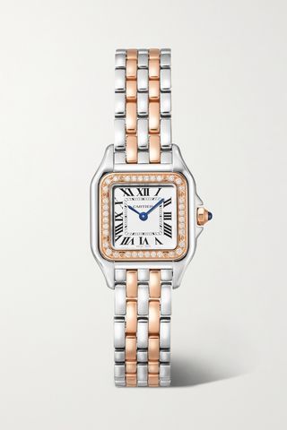 Panthère De Cartier 22mm Small 18-Karat Rose Gold and Stainless Steel Diamond Watch