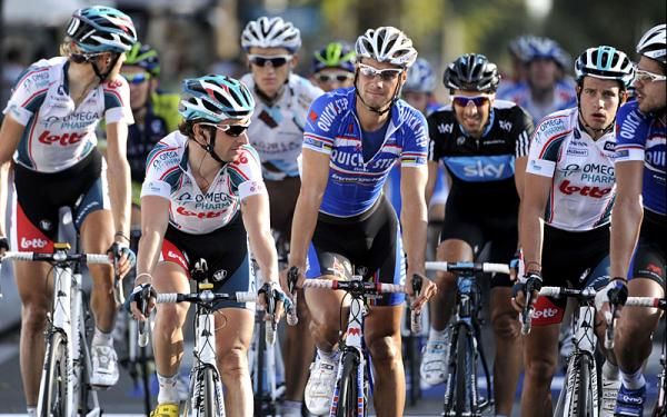 Tom Boonen rolls in with the pack.