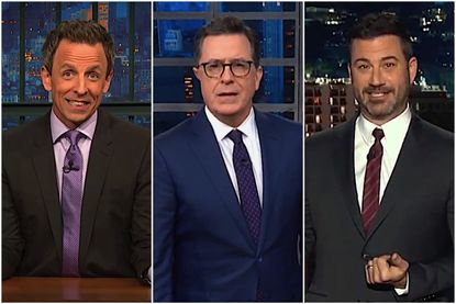 Seth Meyers, Jimmy Kimmel, and Stephen Colbert on Trump versus the letter bombs