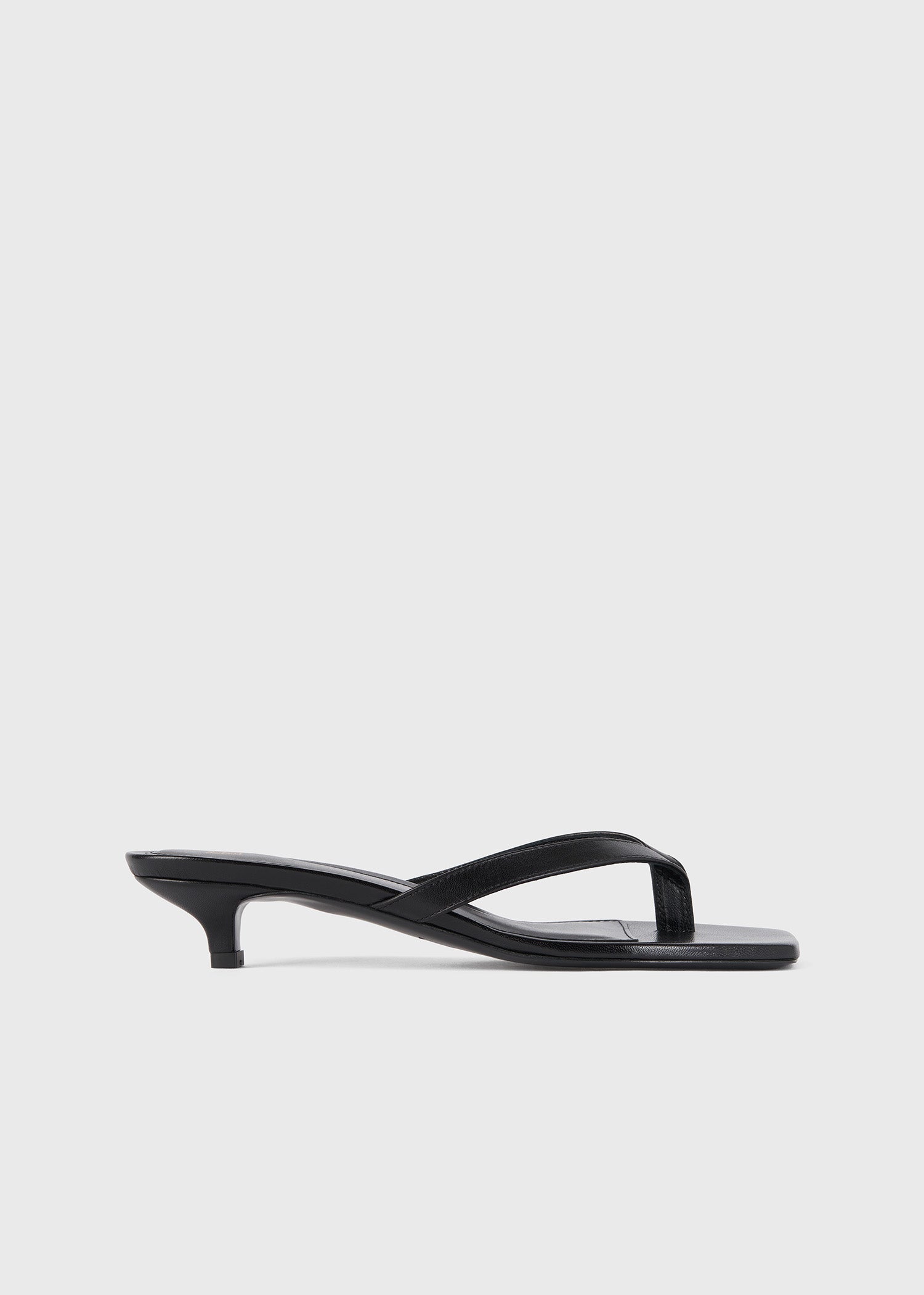 Leather Heeled Flip Flops Black - 35