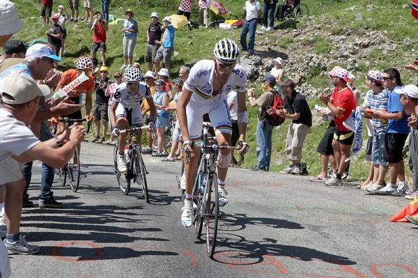 Alessandro Ballan (Lampre-NGC) climbs in Tour de France stage eight to Saint-Girons