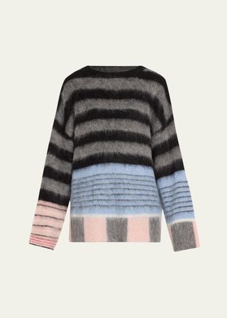 Ivan Abstract Stripe Oversized Brushed Alpaca Sweater