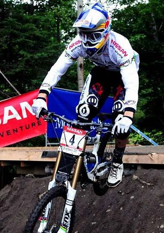 World Champion Gee Atherton (Animal Commencal) rides to fourth place.