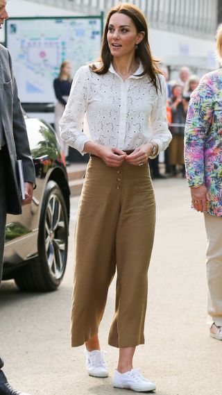 Catherine, Princess of Wales seen arriving at her 'Back to Nature' garden at the Chelsea Flower Show 2019