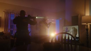 a scene of police in a SWAT operation from the Netflix documentary Web of Make Believe