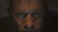 Senua's Sacrifice: Hellblade 2 promo image - a very close closeup of some guy's face