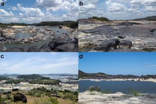 Different views of the Atures Rapids, where the different groups of rock art were found.