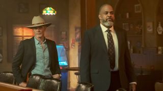 Raylan and Wendell in bar on Justified: City Primeval